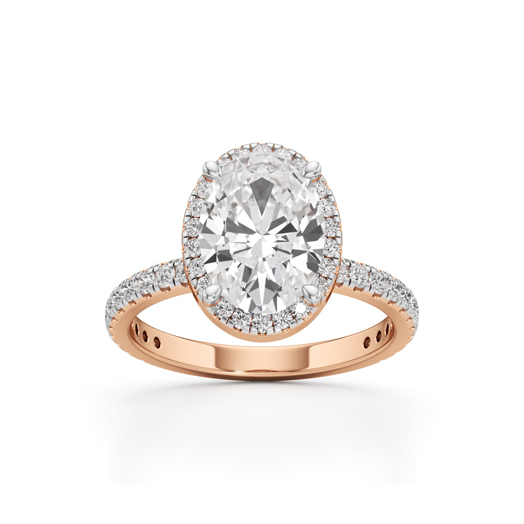Halistia 3.50Ct Petite Claw Oval Cut Halo Ring