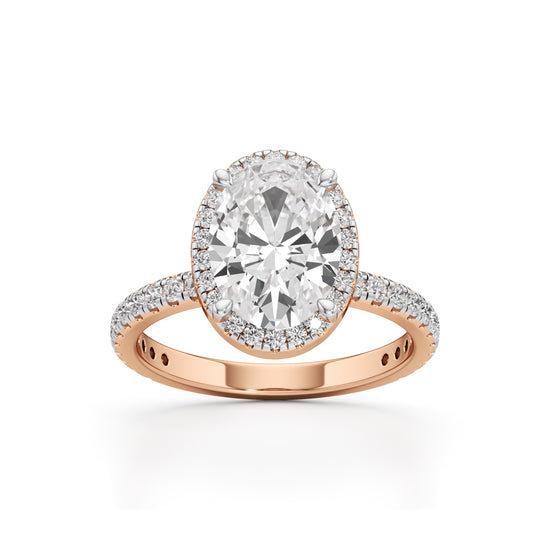 Halistia 3.50Ct Petite Claw Oval Cut Halo Ring