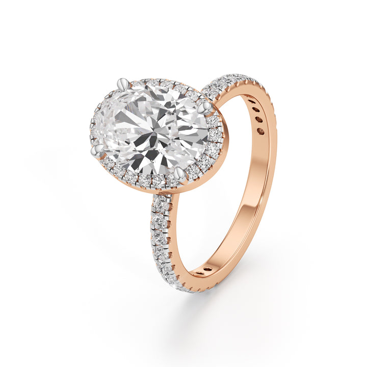 Halistia 3.50Ct Petite Claw Oval Cut Halo Ring