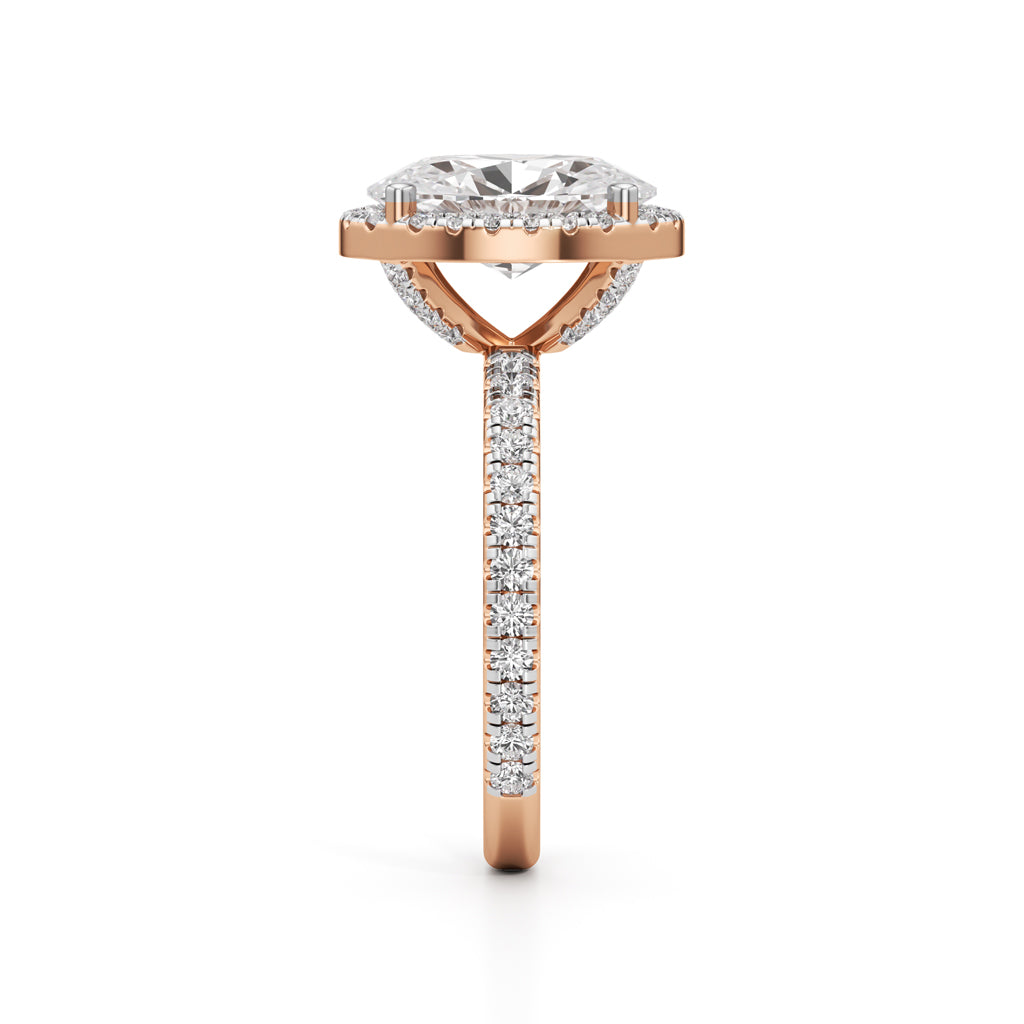 Halistia 3.50Ct Petite Claw Oval Cut Halo Ring