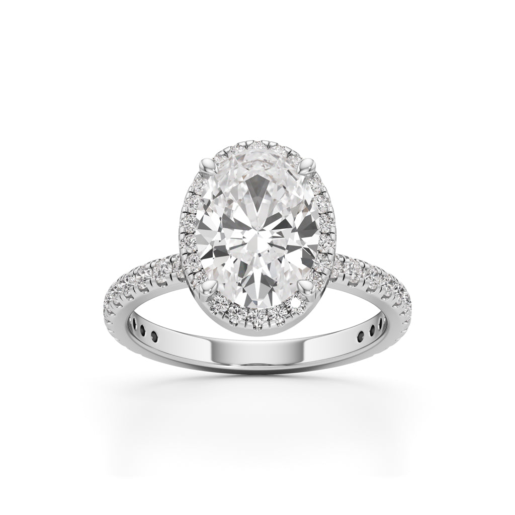Halistia 3.50Ct Petite Claw Oval Cut Halo Ring