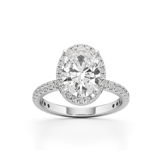 Halistia 3.50Ct Petite Claw Oval Cut Halo Ring