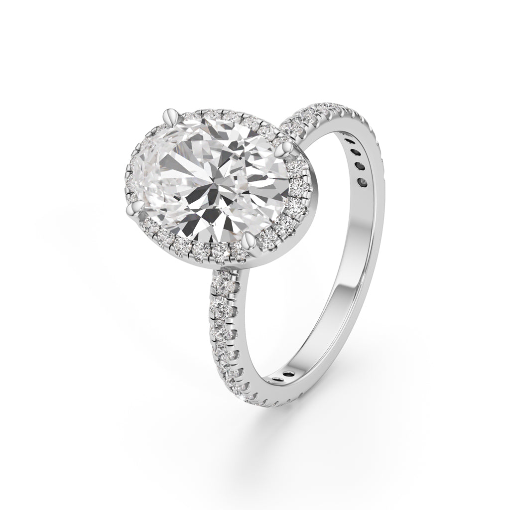 Halistia 3.50Ct Petite Claw Oval Cut Halo Ring