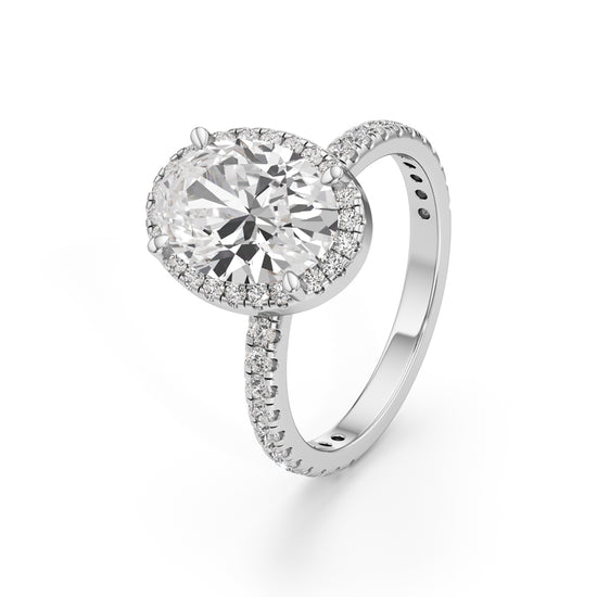 Halistia 3.50Ct Petite Claw Oval Cut Halo Ring