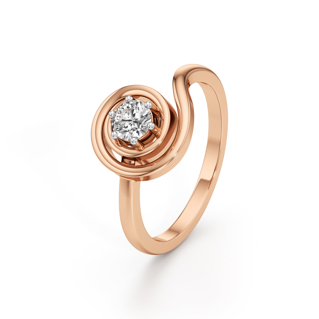 Delicor Double Twist Round Cut Delicate Ring
