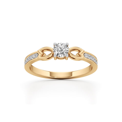 Verisona Four Prong Round Cut Side Stone Ring