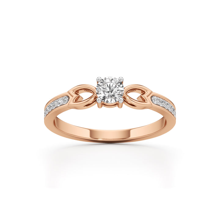 Verisona Four Prong Round Cut Side Stone Ring