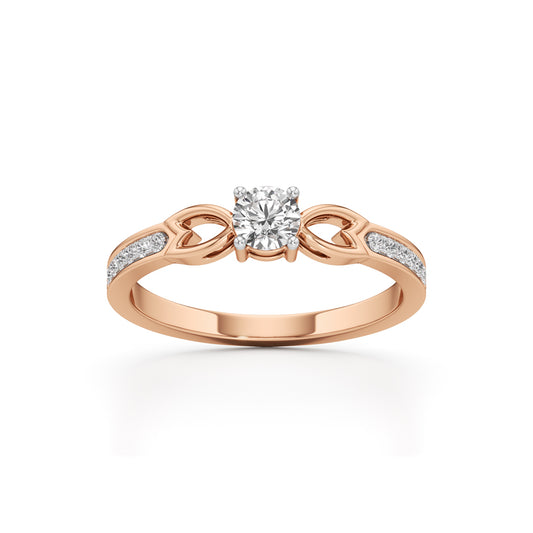 Verisona Four Prong Round Cut Side Stone Ring