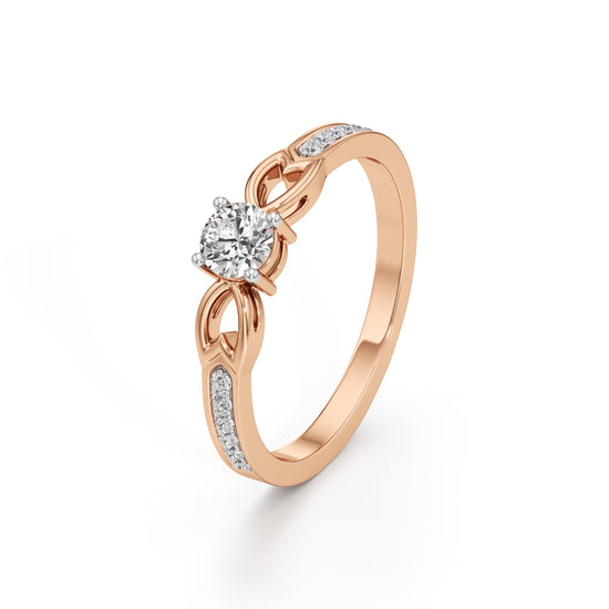 Verisona Four Prong Round Cut Side Stone Ring