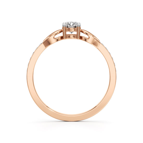 Verisona Four Prong Round Cut Side Stone Ring