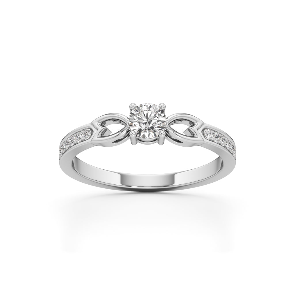 Verisona Four Prong Round Cut Side Stone Ring