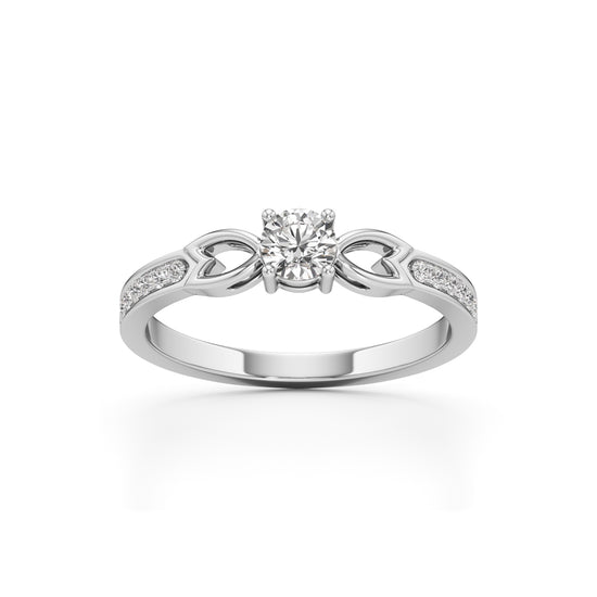 Verisona Four Prong Round Cut Side Stone Ring