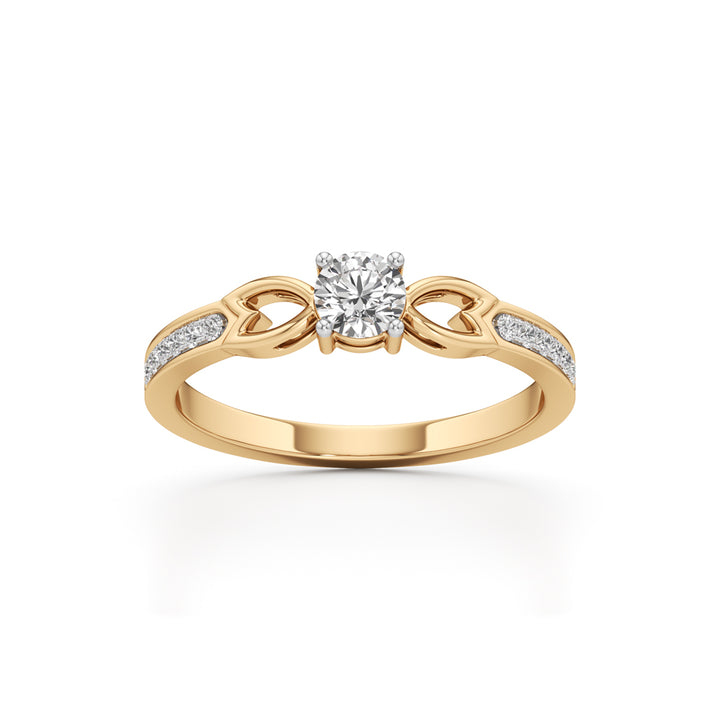Petal-Motif 925 Silver 18k Gold Plated Solitaire Ring with Shimmering Band