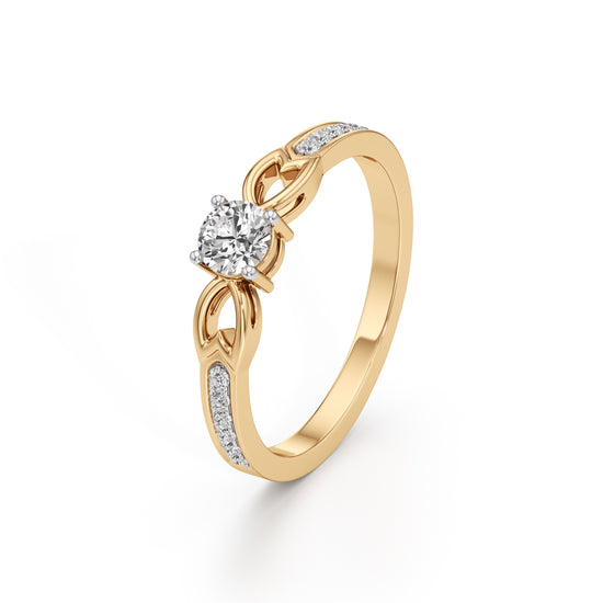 Verisona Four Prong Round Cut Side Stone Ring