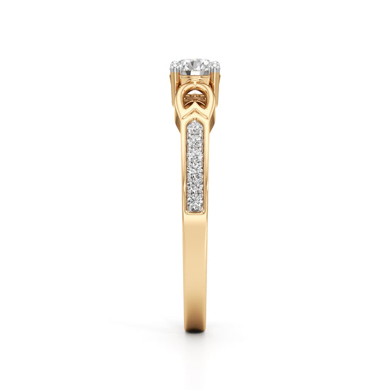 Verisona Four Prong Round Cut Side Stone Ring