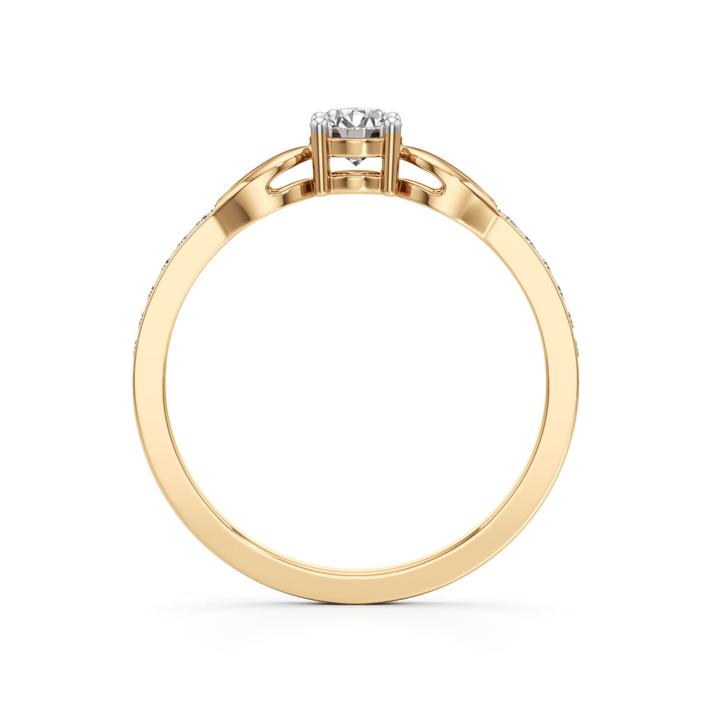 Verisona Four Prong Round Cut Side Stone Ring