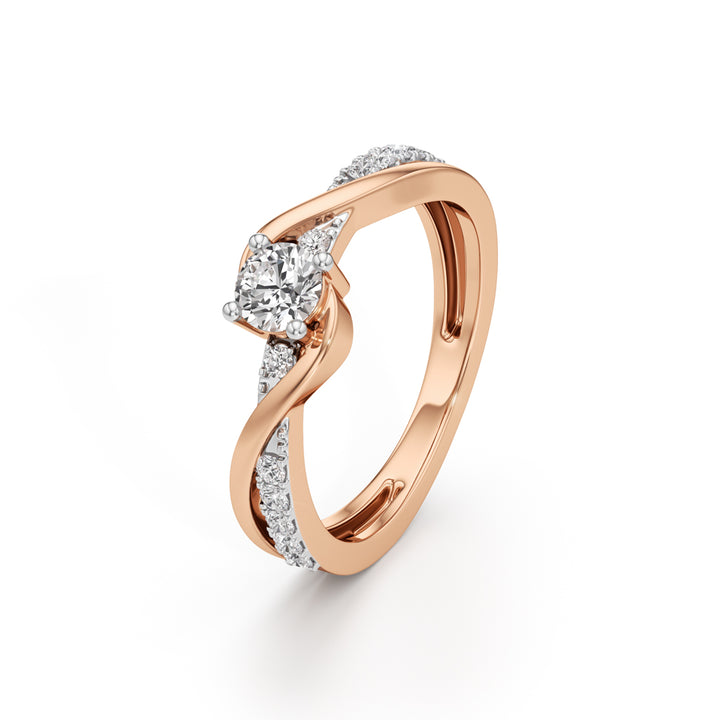 Lumeon Twist Setting Round Cut Side Stone Ring