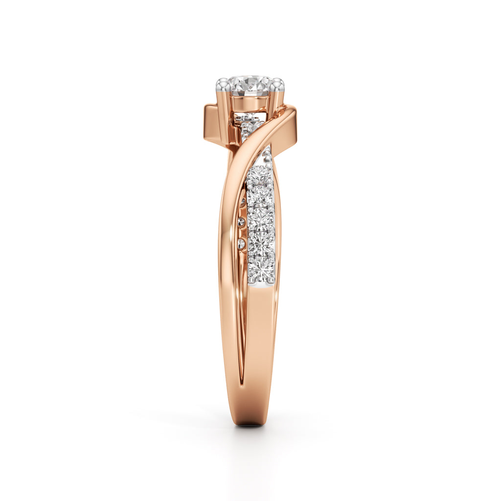 Lumeon Twist Setting Round Cut Side Stone Ring