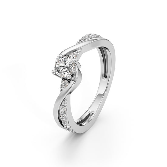 Lumeon Twist Setting Round Cut Side Stone Ring