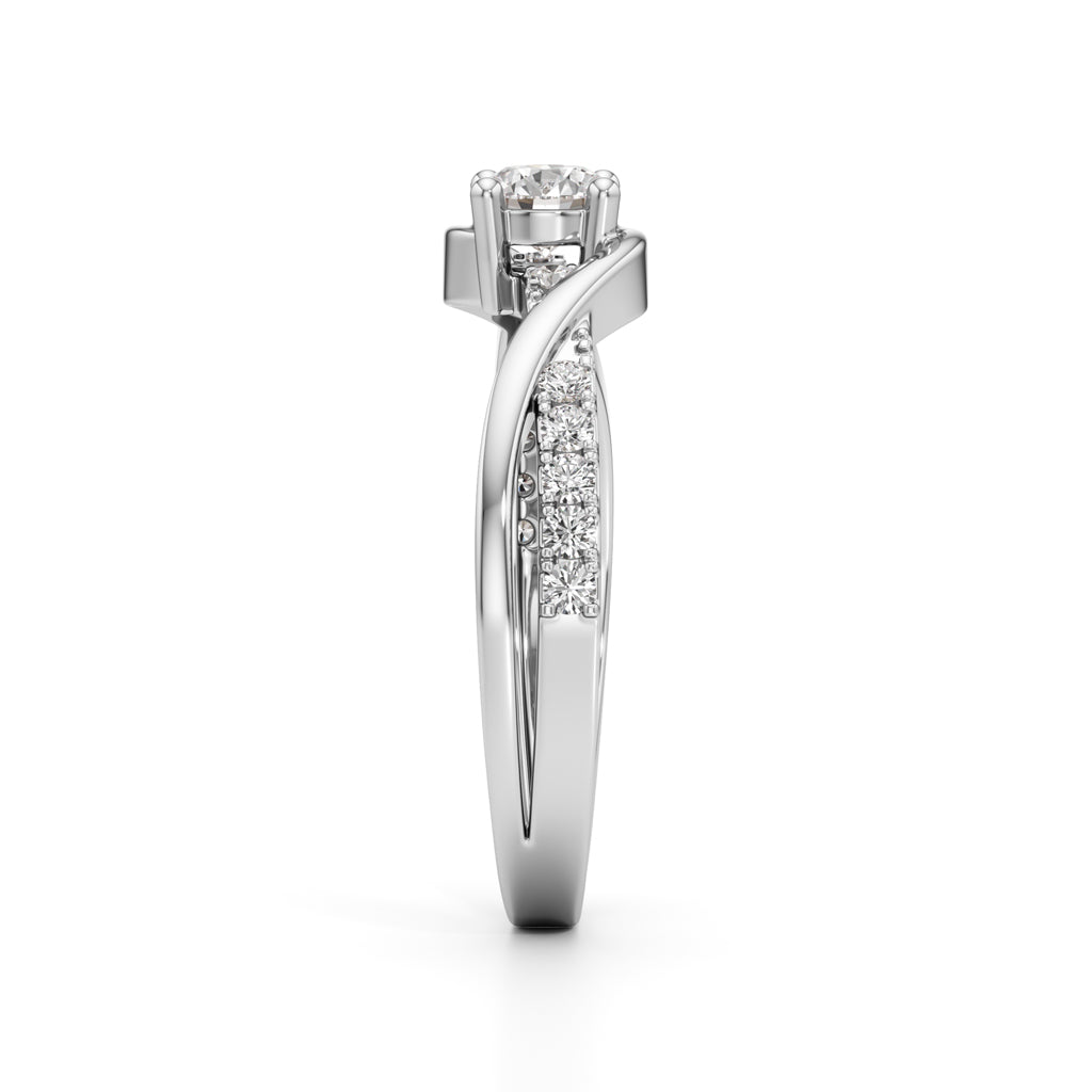 Lumeon Twist Setting Round Cut Side Stone Ring