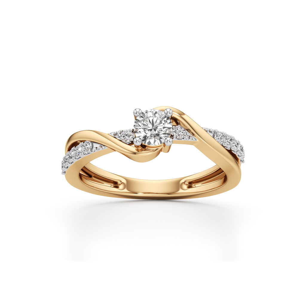 Lumeon Twist Setting Round Cut Side Stone Ring
