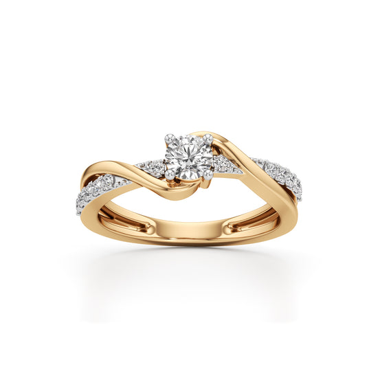 Lumeon Twist Setting Round Cut Side Stone Ring