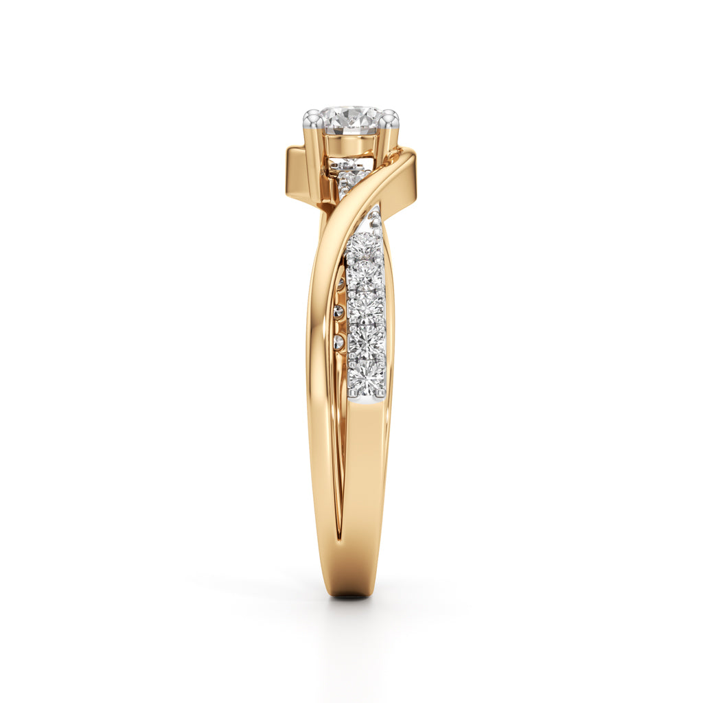 Lumeon Twist Setting Round Cut Side Stone Ring