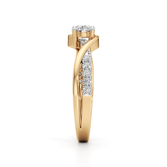 Lumeon Twist Setting Round Cut Side Stone Ring