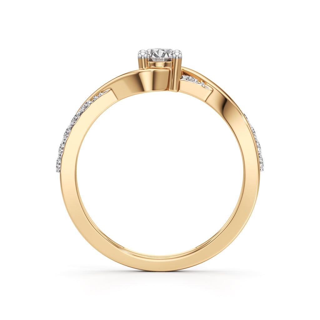 Lumeon Twist Setting Round Cut Side Stone Ring
