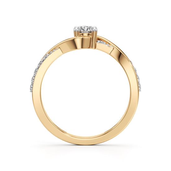 Lumeon Twist Setting Round Cut Side Stone Ring