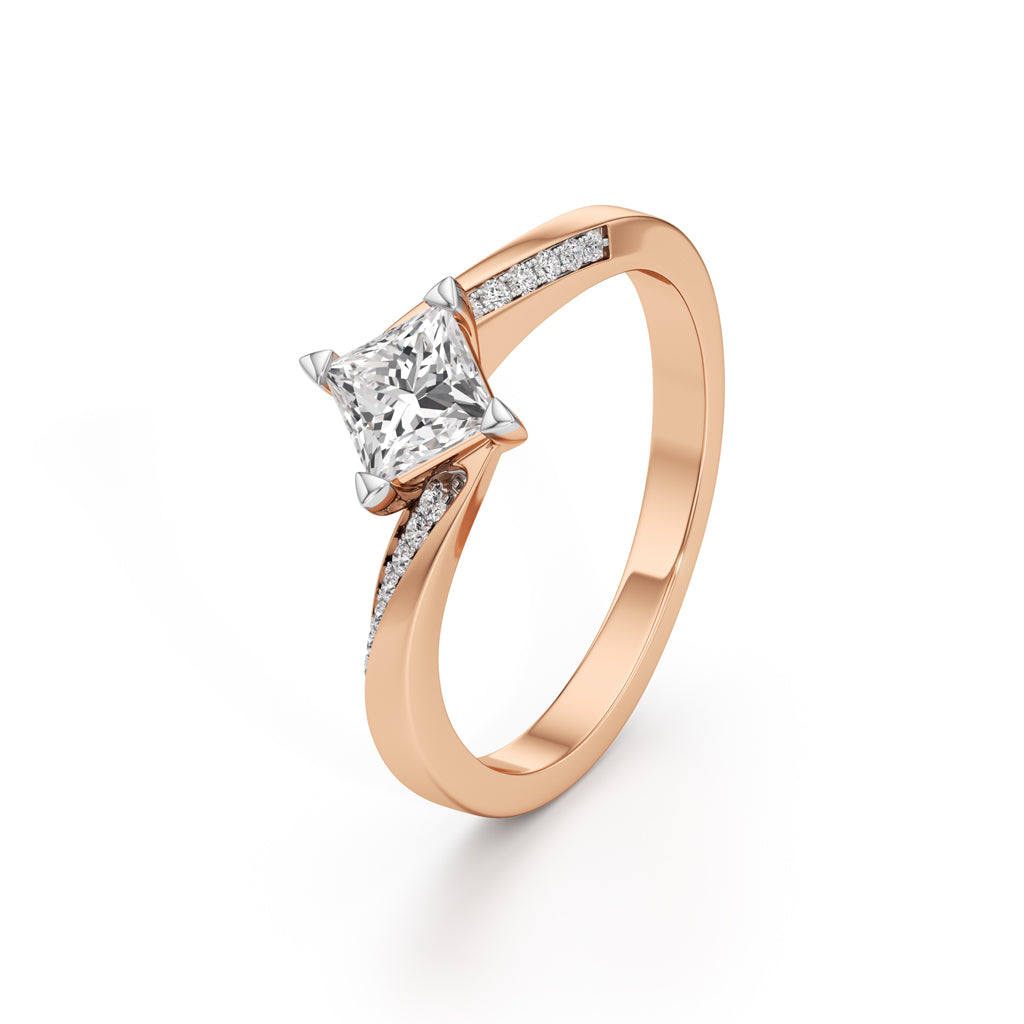 Zivania 05Ct Bypass Princess Cut Classic Ring