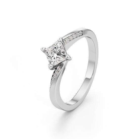 Zivania 05Ct Bypass Princess Cut Classic Ring