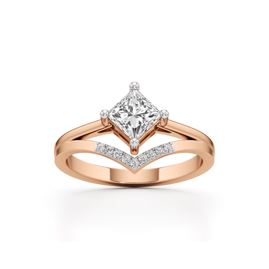 Caliora Shared Thread Princess Cut Classic Ring