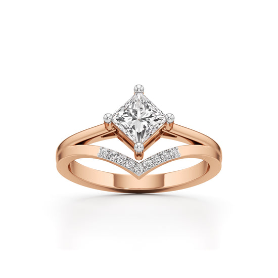 Caliora Shared Thread Princess Cut Classic Ring
