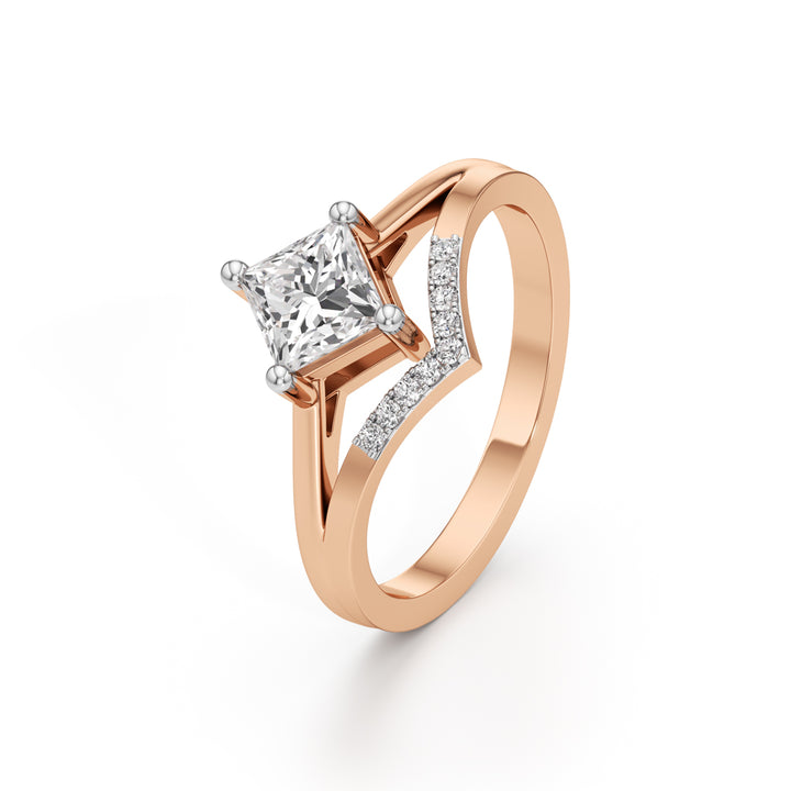 Caliora Shared Thread Princess Cut Classic Ring
