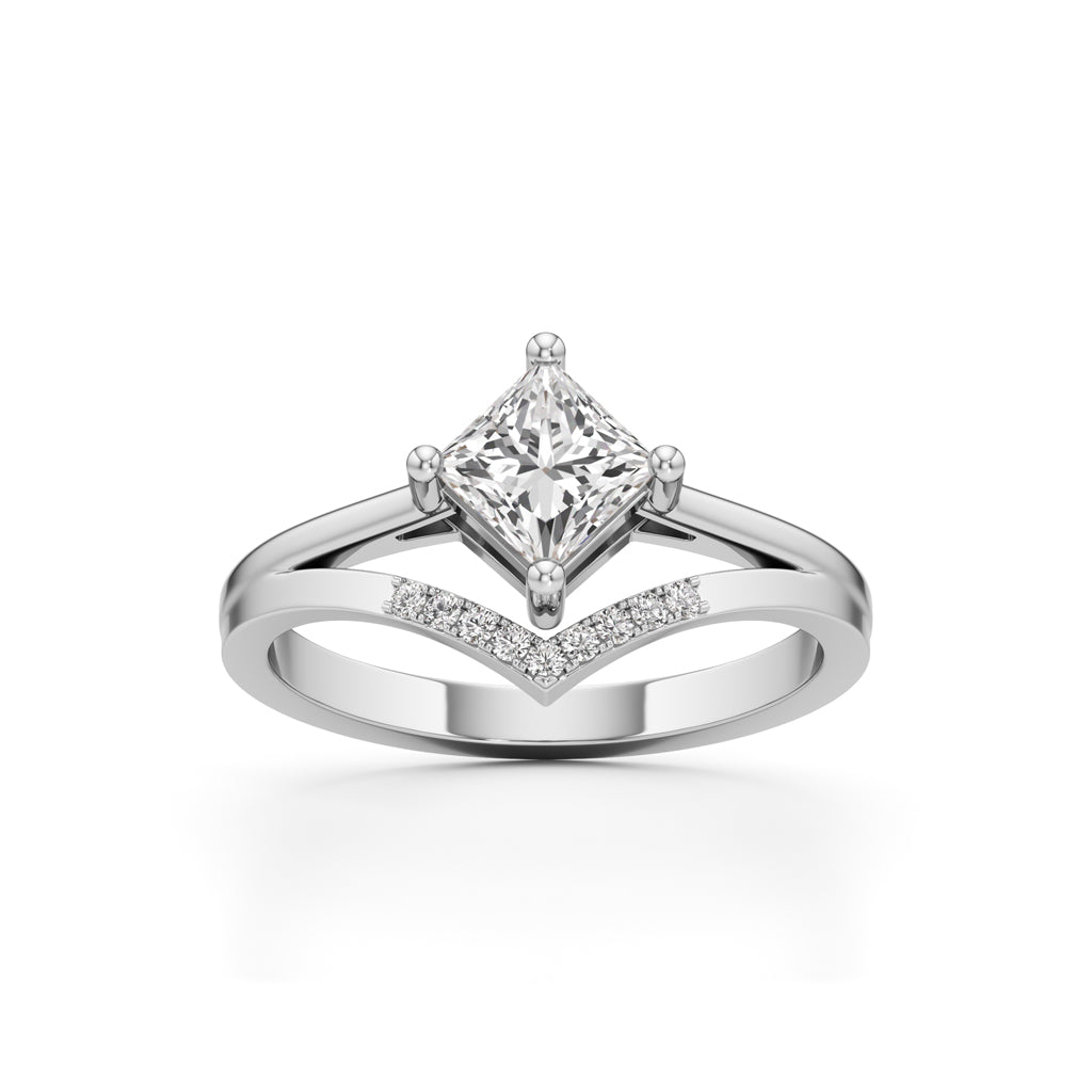Caliora Shared Thread Princess Cut Classic Ring