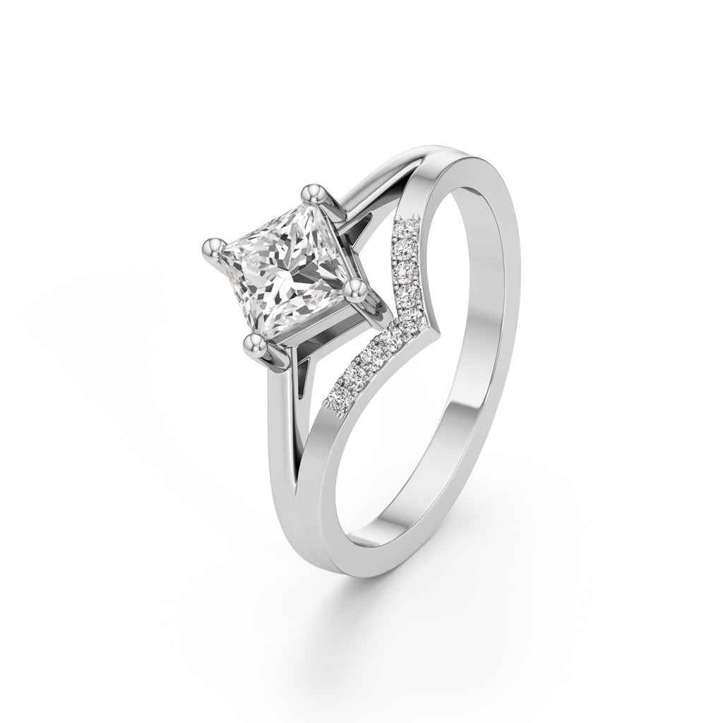 Caliora Shared Thread Princess Cut Classic Ring