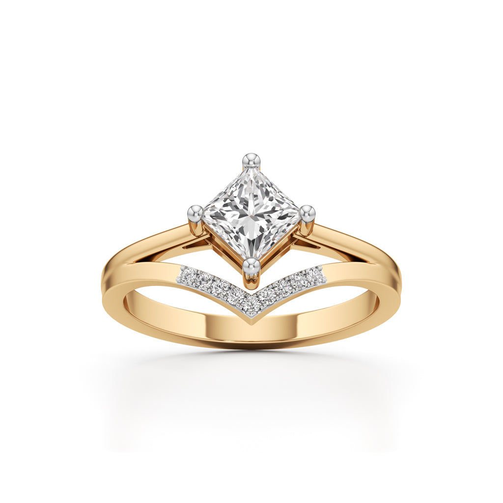 Caliora Shared Thread Princess Cut Classic Ring