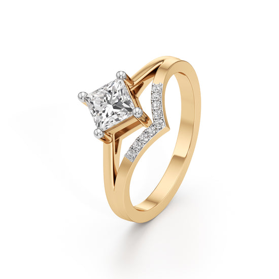 Caliora Shared Thread Princess Cut Classic Ring