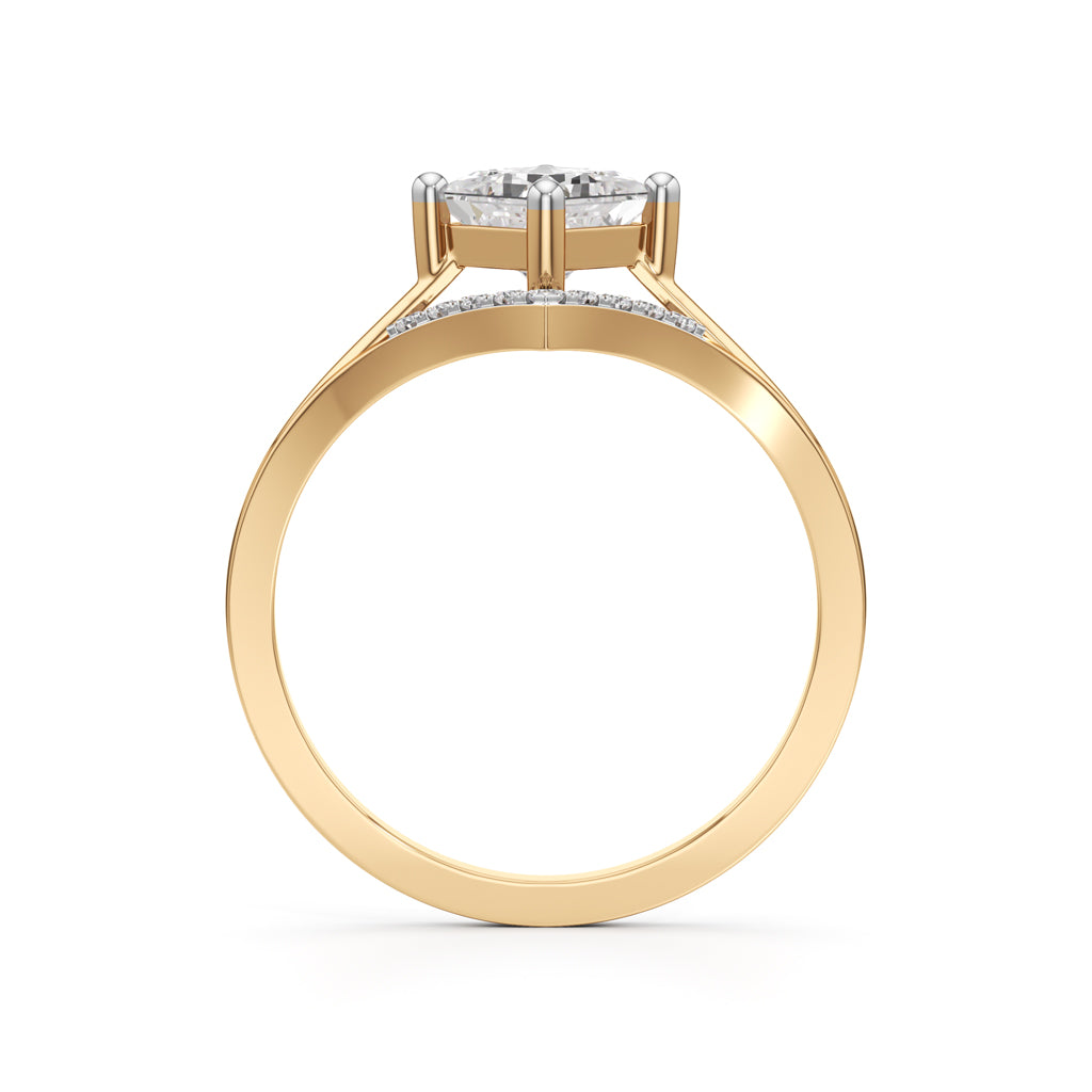 Caliora Shared Thread Princess Cut Classic Ring