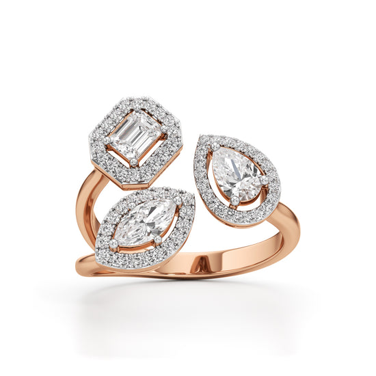 Glimvella 1Ct Three Cut Cocktail Ring