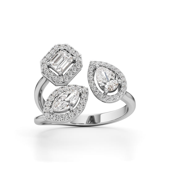 Glimvella 1Ct Three Cut Cocktail Ring