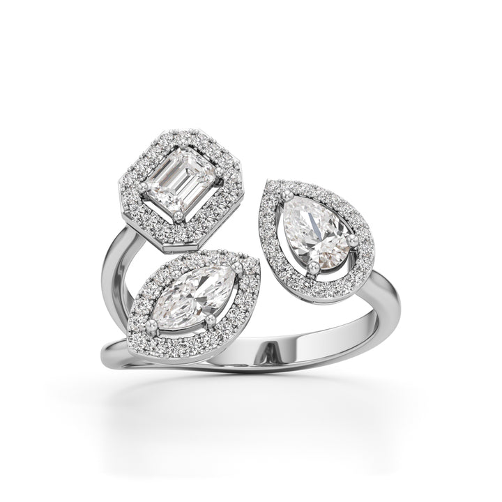 Glimvella 1Ct Three Cut Cocktail Ring