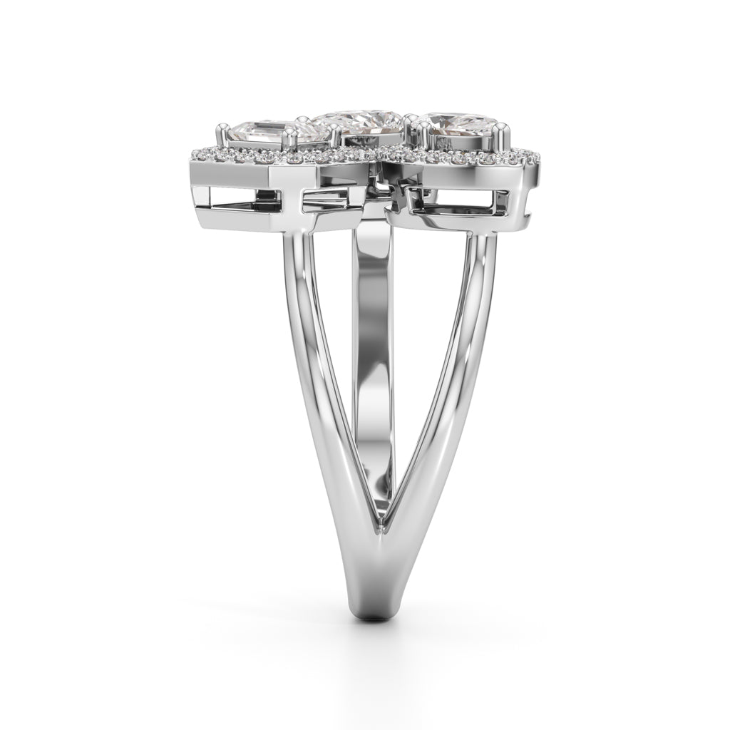 Glimvella 1Ct Three Cut Cocktail Ring