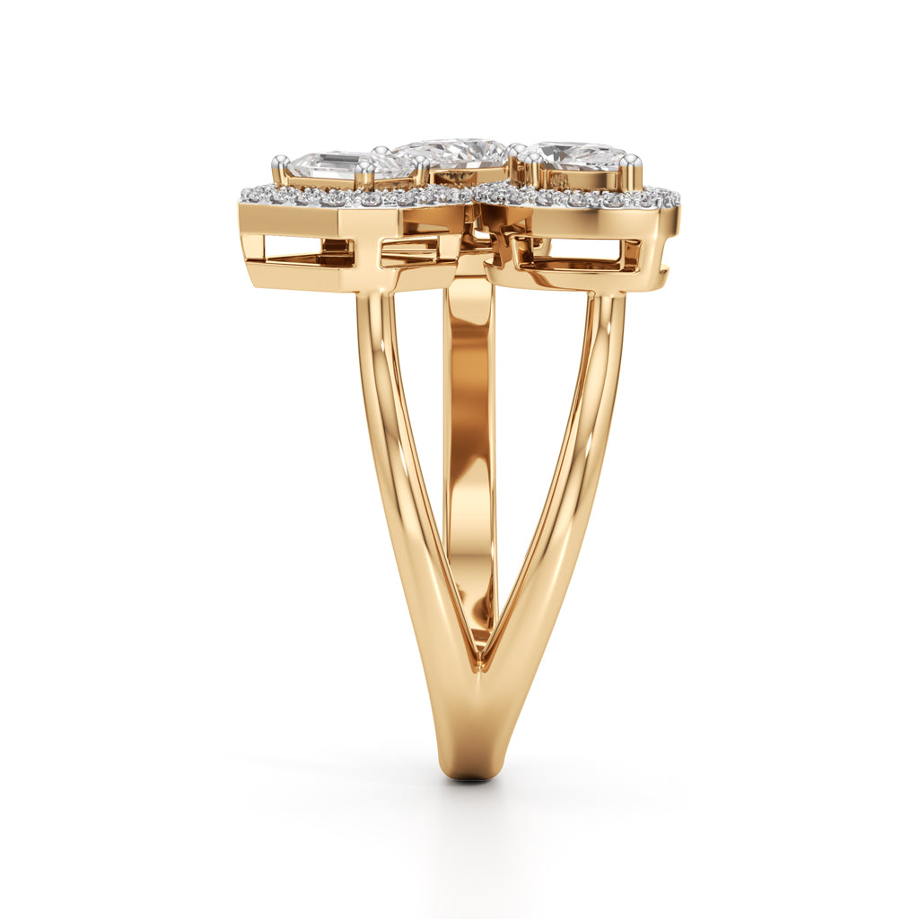 Glimvella 1Ct Three Cut Cocktail Ring