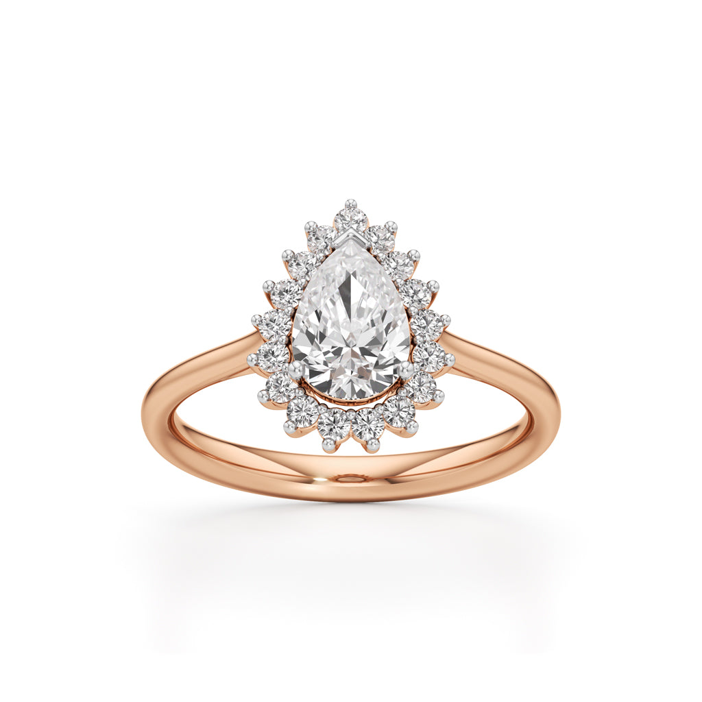 Glorielle 1.25Ct pear cut halo ring