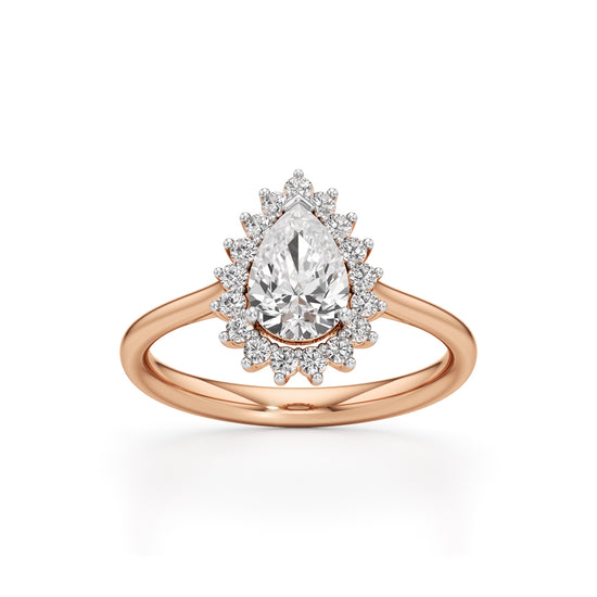 Glorielle 1.25Ct pear cut halo ring