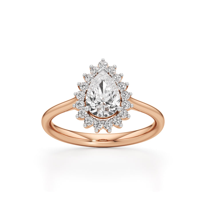 Glorielle 1.25Ct pear cut halo ring
