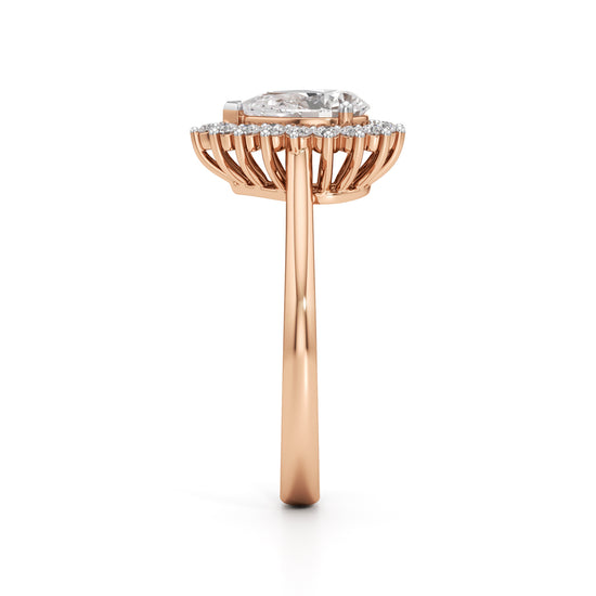 Glorielle 1.25Ct pear cut halo ring