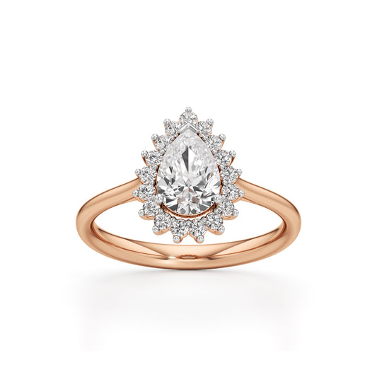Glorielle 125Ct pear cut halo ring